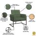 Kit 2 Poltronas Cadeira com Base de Ferro para Esritório Corino MOBLAN decor