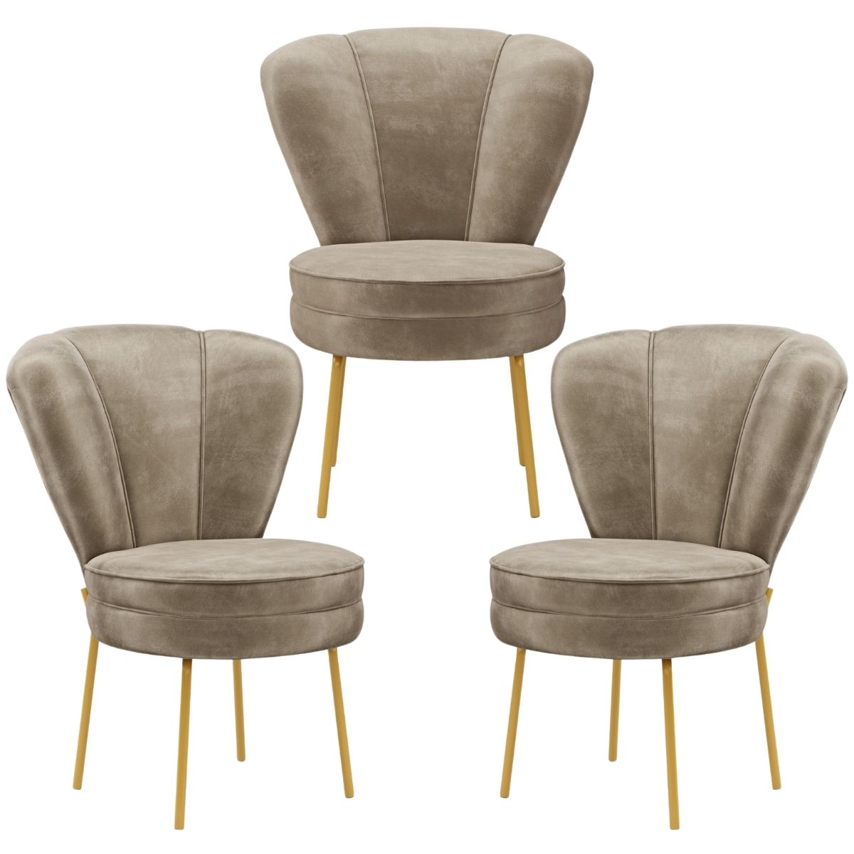 Kit 3 Cadeiras para Camarim Moderna para Maquiagem Reforçada Tecido Veludo MOBLAN decor