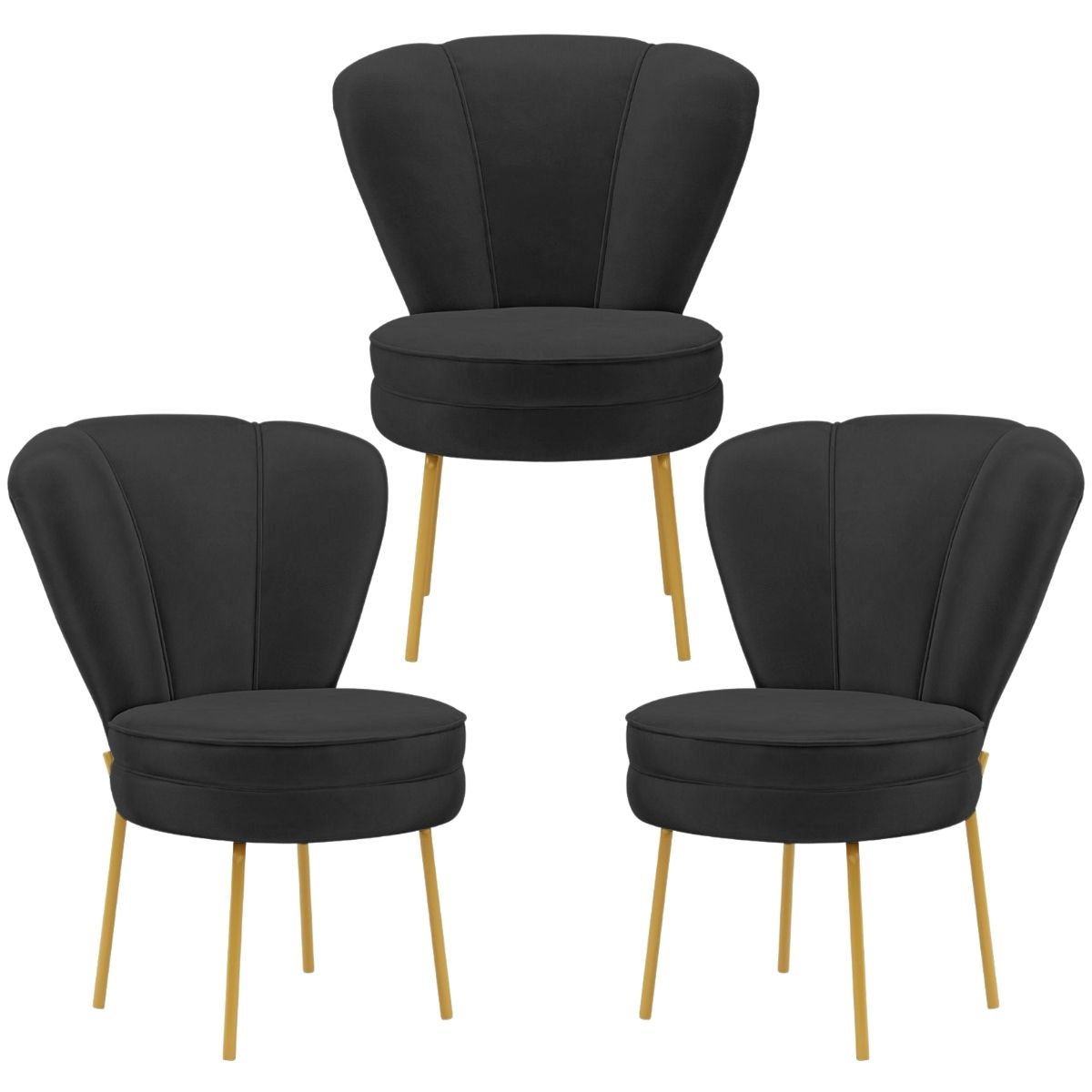 Kit 3 Cadeiras para Camarim Moderna para Maquiagem Reforçada Tecido Veludo MOBLAN decor