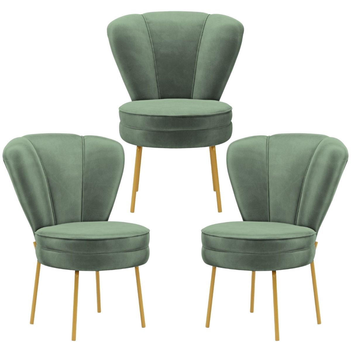 Kit 3 Cadeiras para Camarim Moderna para Maquiagem Reforçada Tecido Veludo MOBLAN decor