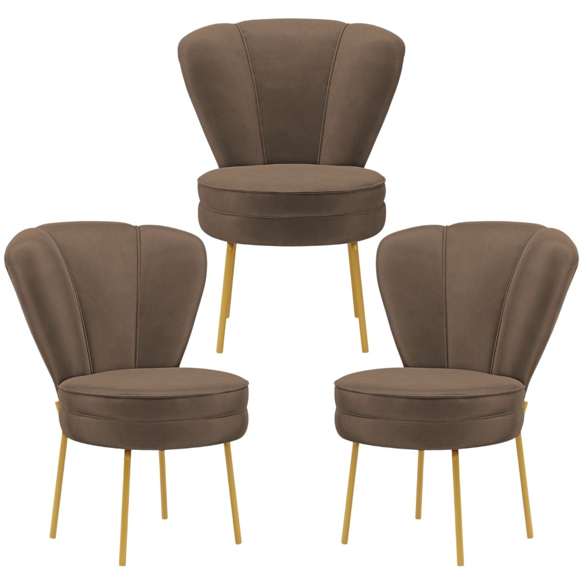 Kit 3 Cadeiras para Camarim Moderna para Maquiagem Reforçada Tecido Veludo MOBLAN decor