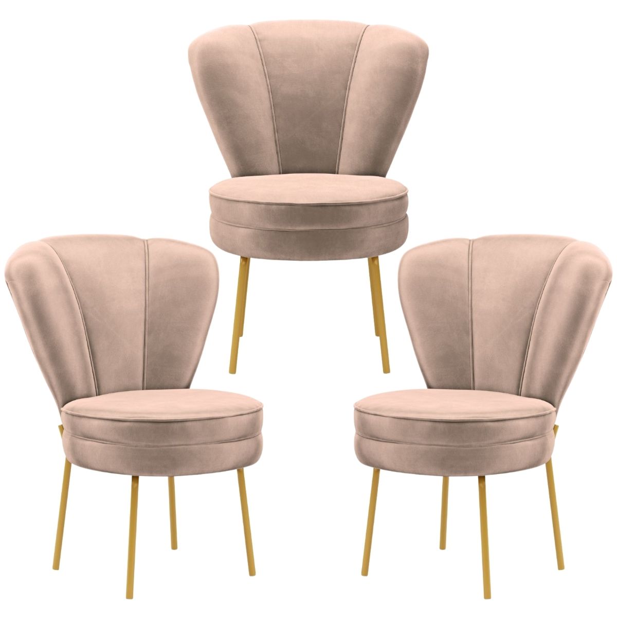 Kit 3 Cadeiras para Camarim Moderna para Maquiagem Reforçada Tecido Veludo MOBLAN decor