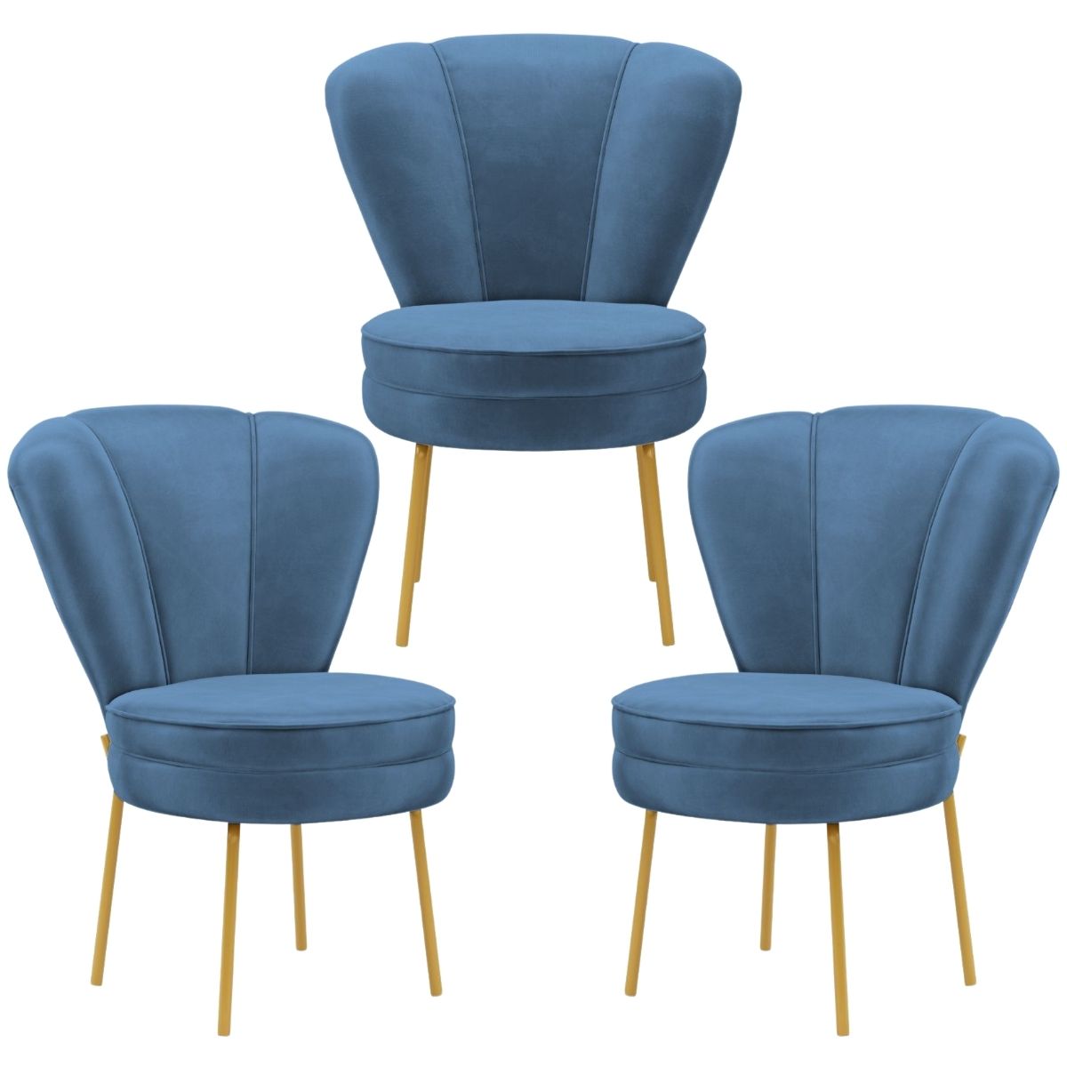 Kit 3 Cadeiras para Camarim Moderna para Maquiagem Reforçada Tecido Veludo MOBLAN decor
