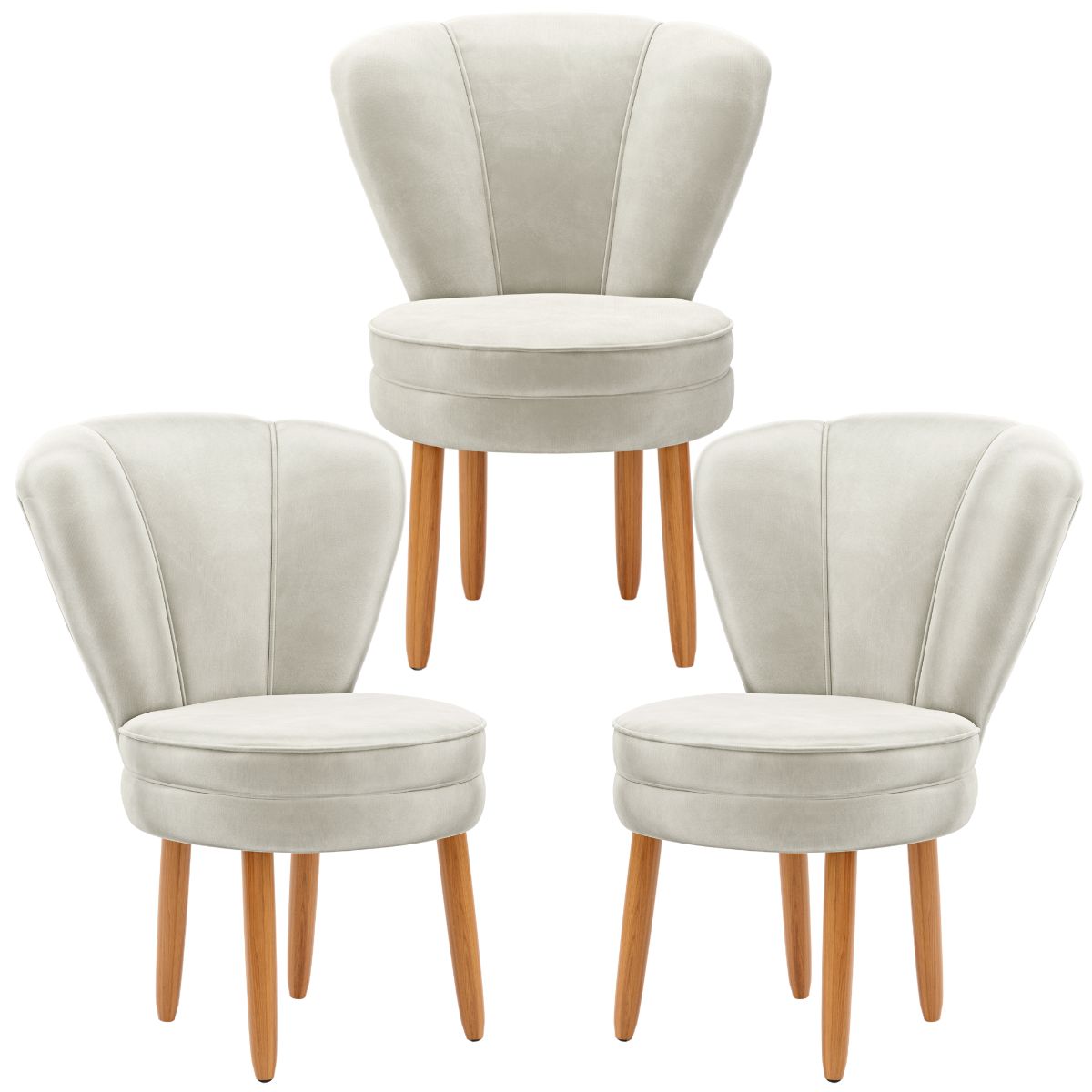 Kit 3 Poltronas Estofada para Sala de Jantar Confortável Tecido Veludo MOBLAN decor