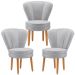 Kit 3 Poltronas Estofada para Sala de Jantar Confortável Tecido Veludo MOBLAN decor