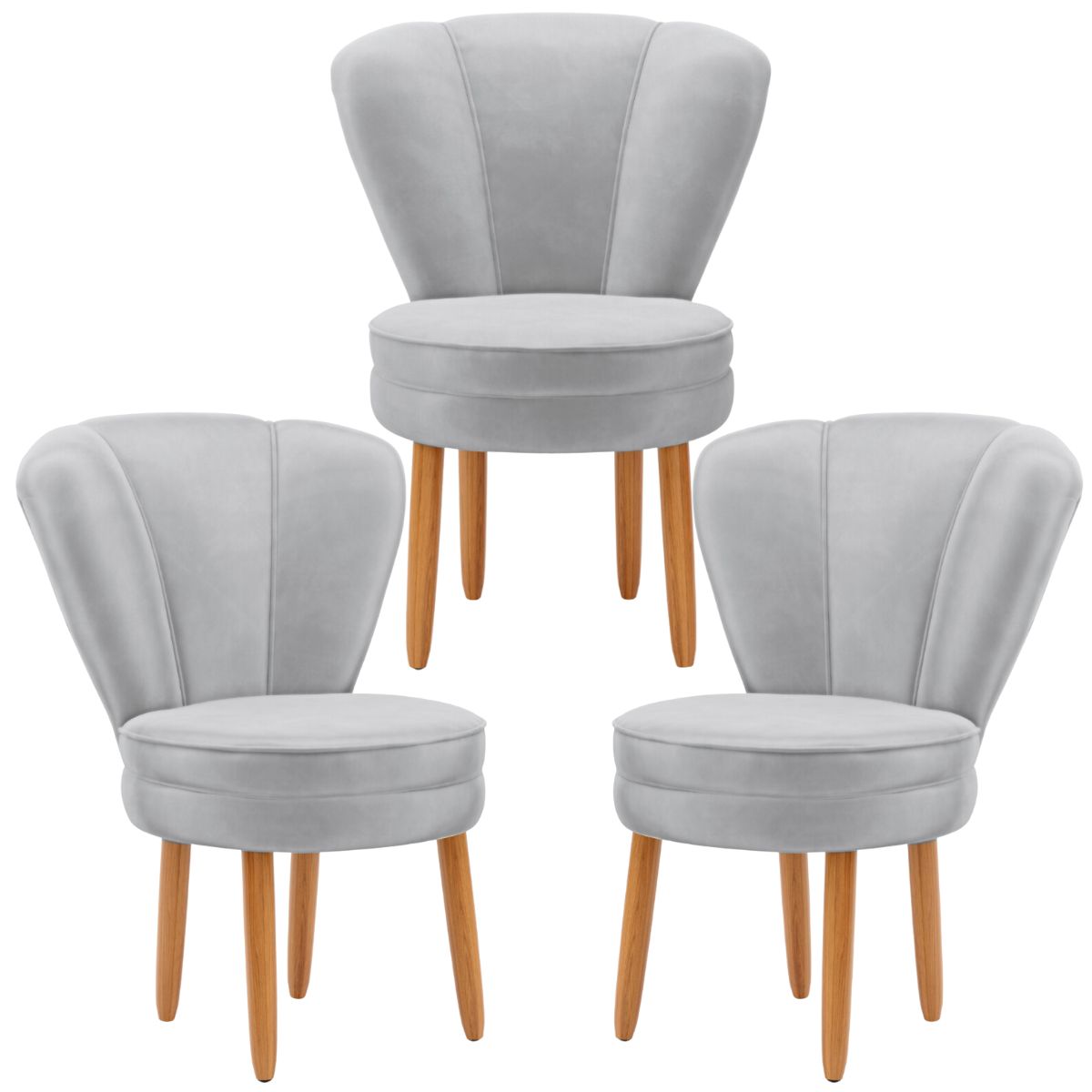 Kit 3 Poltronas Estofada para Sala de Jantar Confortável Tecido Veludo MOBLAN decor