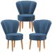 Kit 3 Poltronas Estofada para Sala de Jantar Confortável Tecido Veludo MOBLAN decor