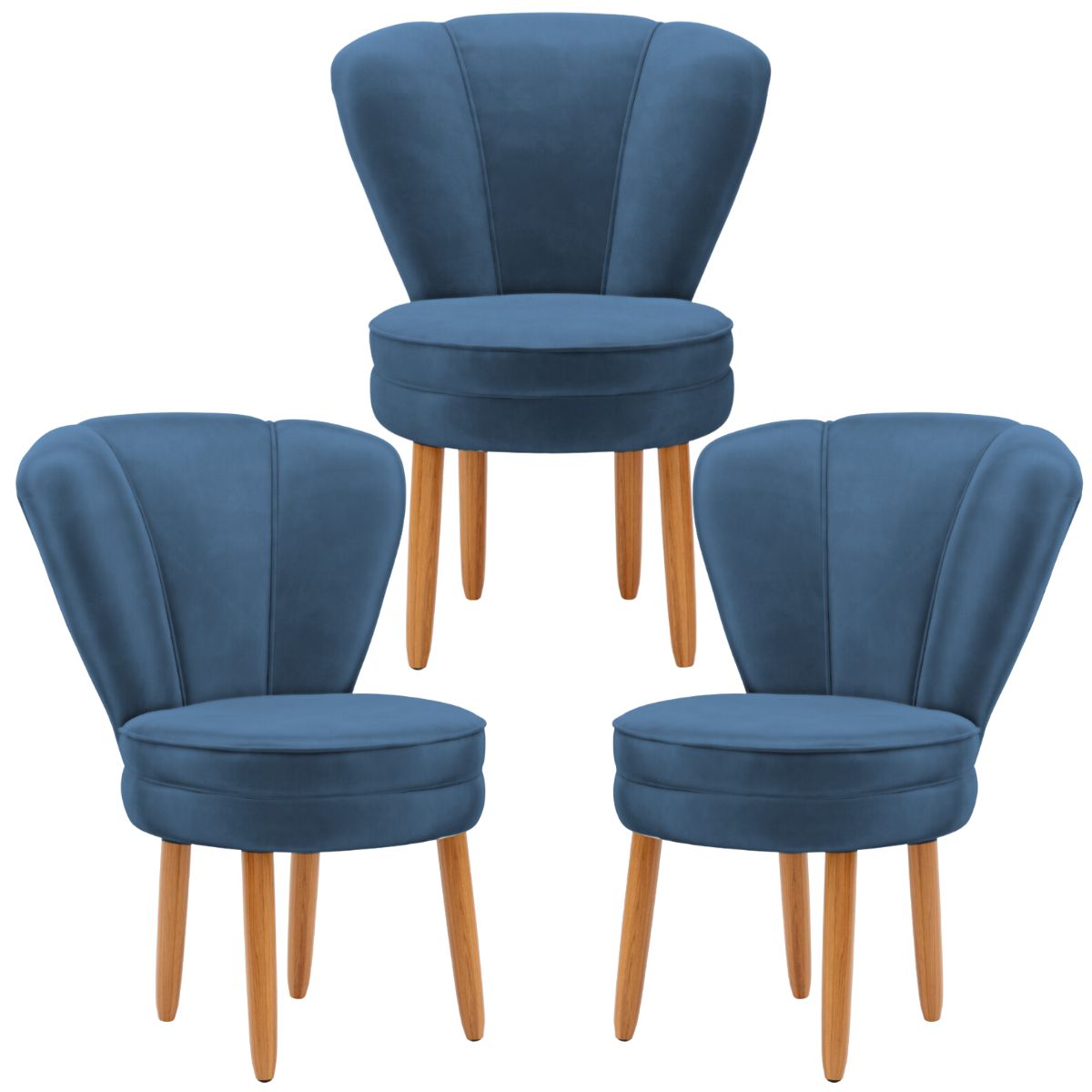Kit 3 Poltronas Estofada para Sala de Jantar Confortável Tecido Veludo MOBLAN decor