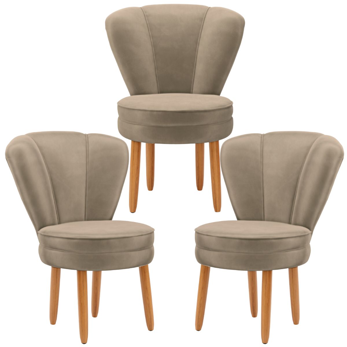 Kit 3 Poltronas Estofada para Sala de Jantar Confortável Tecido Veludo MOBLAN decor