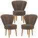 Kit 3 Poltronas Estofada para Sala de Jantar Confortável Tecido Veludo MOBLAN decor