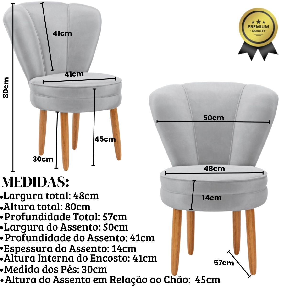 Kit 3 Poltronas Estofada para Sala de Jantar Confortável Tecido Veludo MOBLAN decor