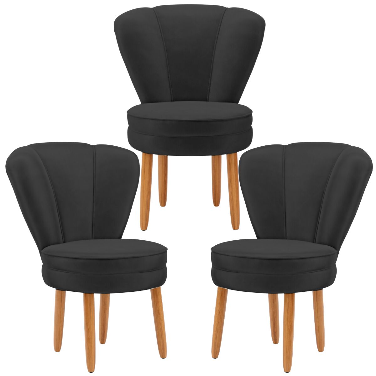 Kit 3 Poltronas Estofada para Sala de Jantar Confortável Tecido Veludo MOBLAN decor