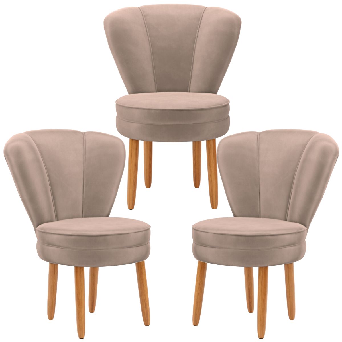 Kit 3 Poltronas Estofada para Sala de Jantar Confortável Tecido Veludo MOBLAN decor
