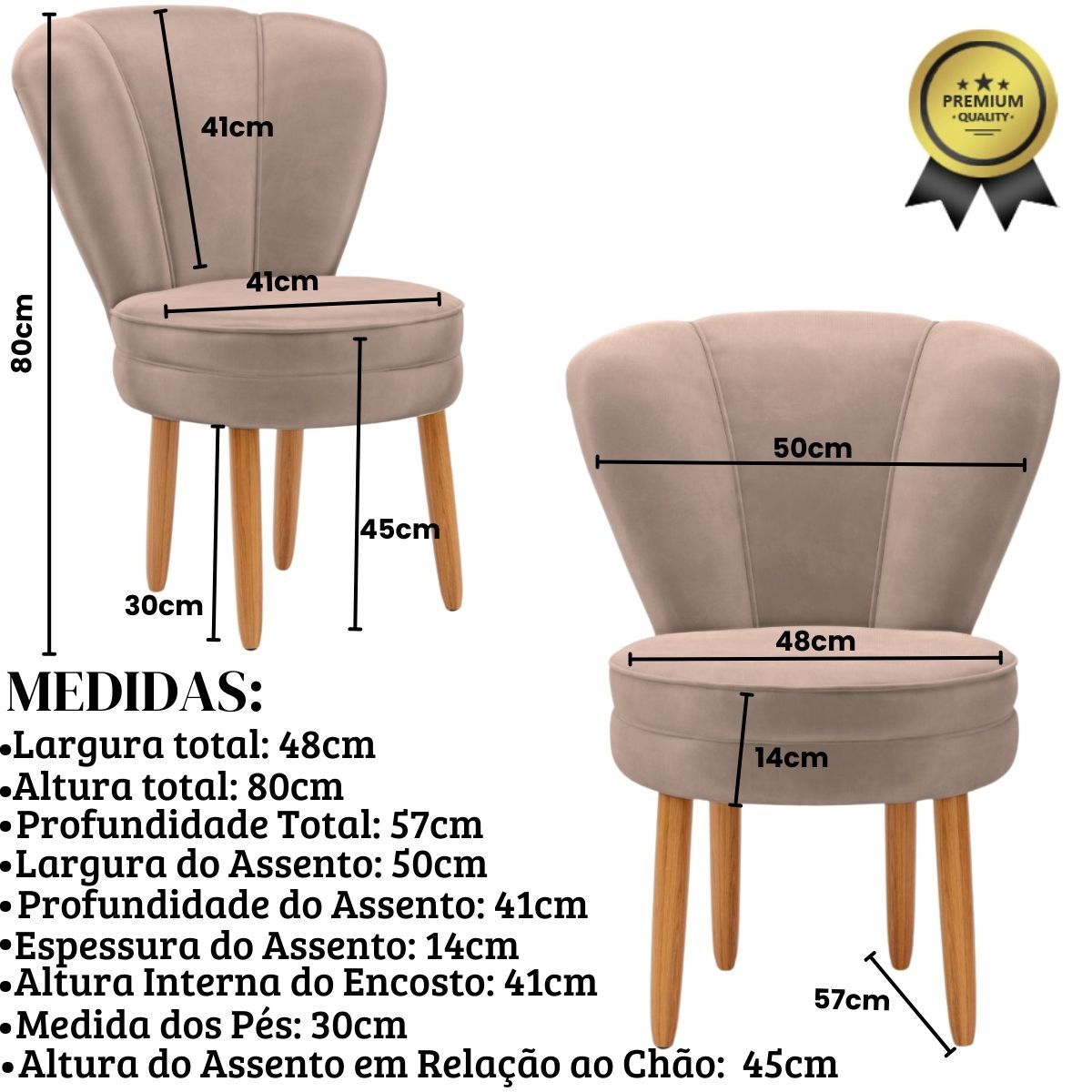 Kit 3 Poltronas Estofada para Sala de Jantar Confortável Tecido Veludo MOBLAN decor