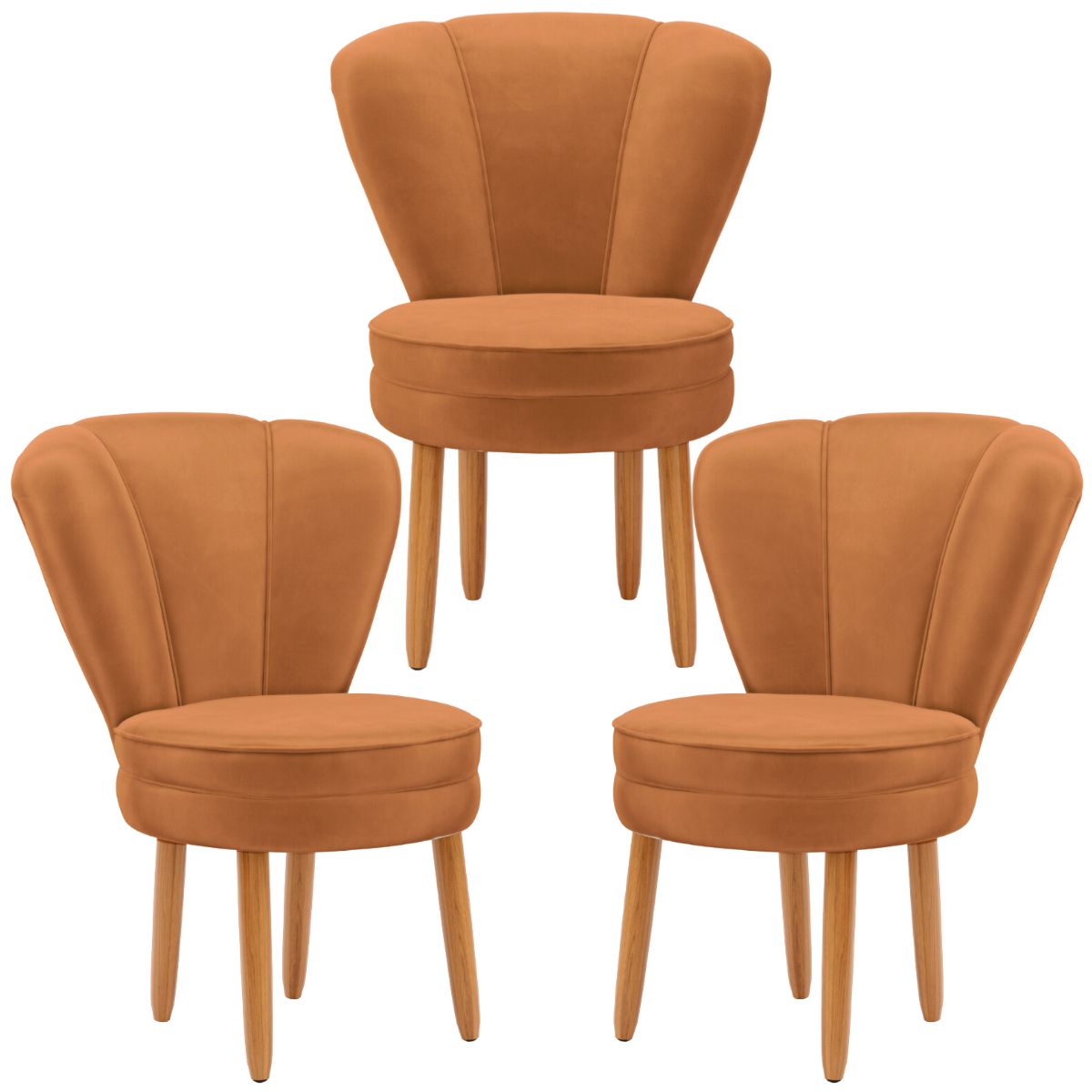 Kit 3 Poltronas Estofada para Sala de Jantar Confortável Tecido Veludo MOBLAN decor