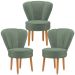 Kit 3 Poltronas Estofada para Sala de Jantar Confortável Tecido Veludo MOBLAN decor