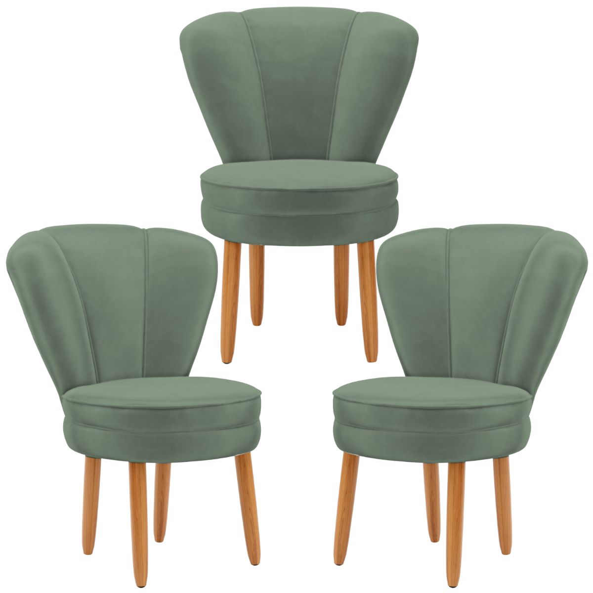 Kit 3 Poltronas Estofada para Sala de Jantar Confortável Tecido Veludo MOBLAN decor