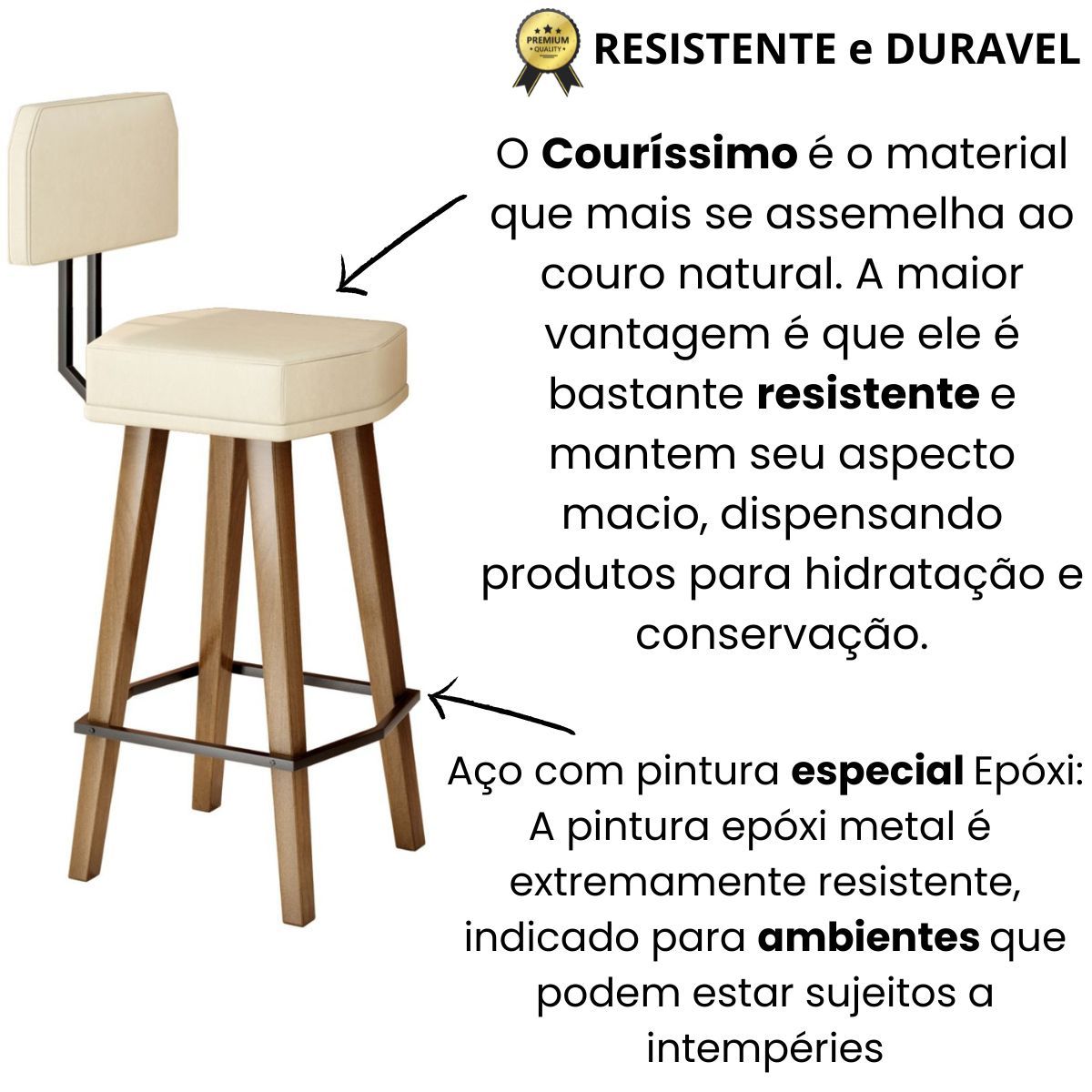 Kit 4 Banquetas Alta com Encosto para Cozinha Balcão MOBLAN decor