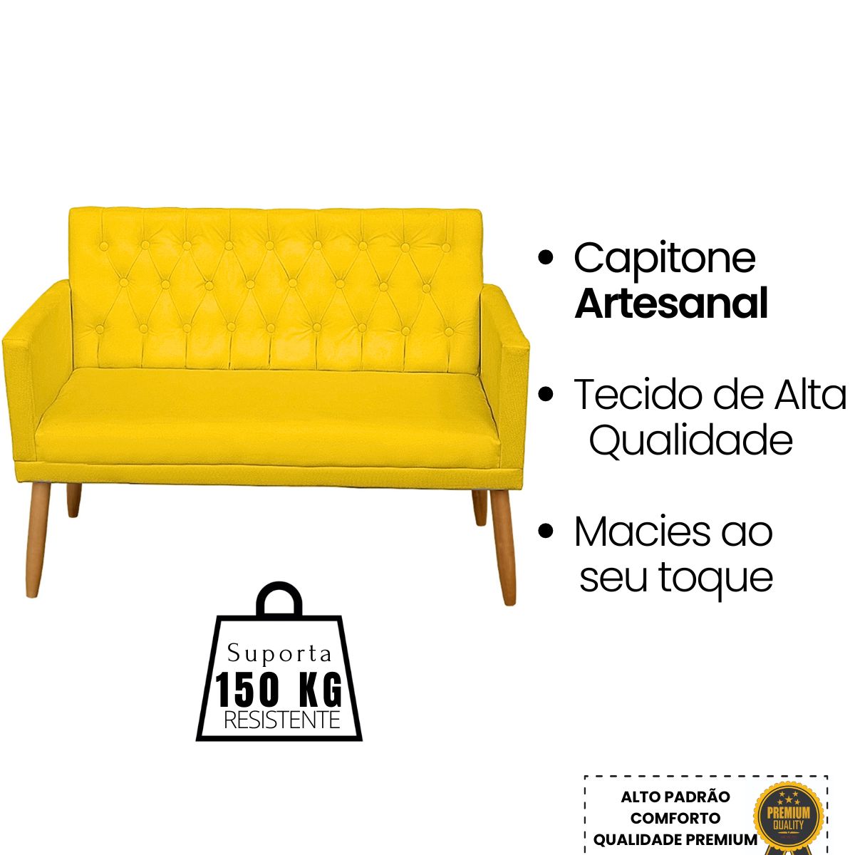 Kit Conforto Sala 1 Sofá Namoradeira 2 Poltronas 1 Puff Luxo MOBLAN decor