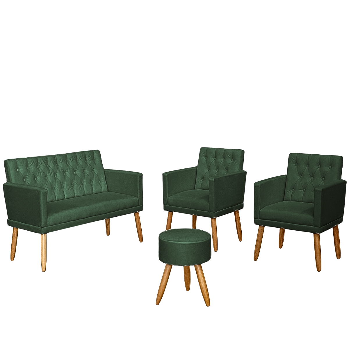 Kit Conforto Sala 1 Sofá Namoradeira 2 Poltronas 1 Puff Luxo MOBLAN decor