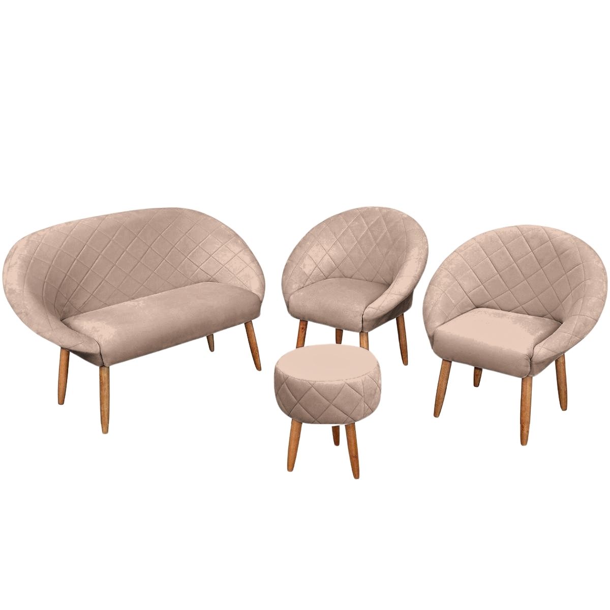 Kit Recepção Sofá com 2 Poltronas Para Sala de Estar Luxo MOBLAN decor