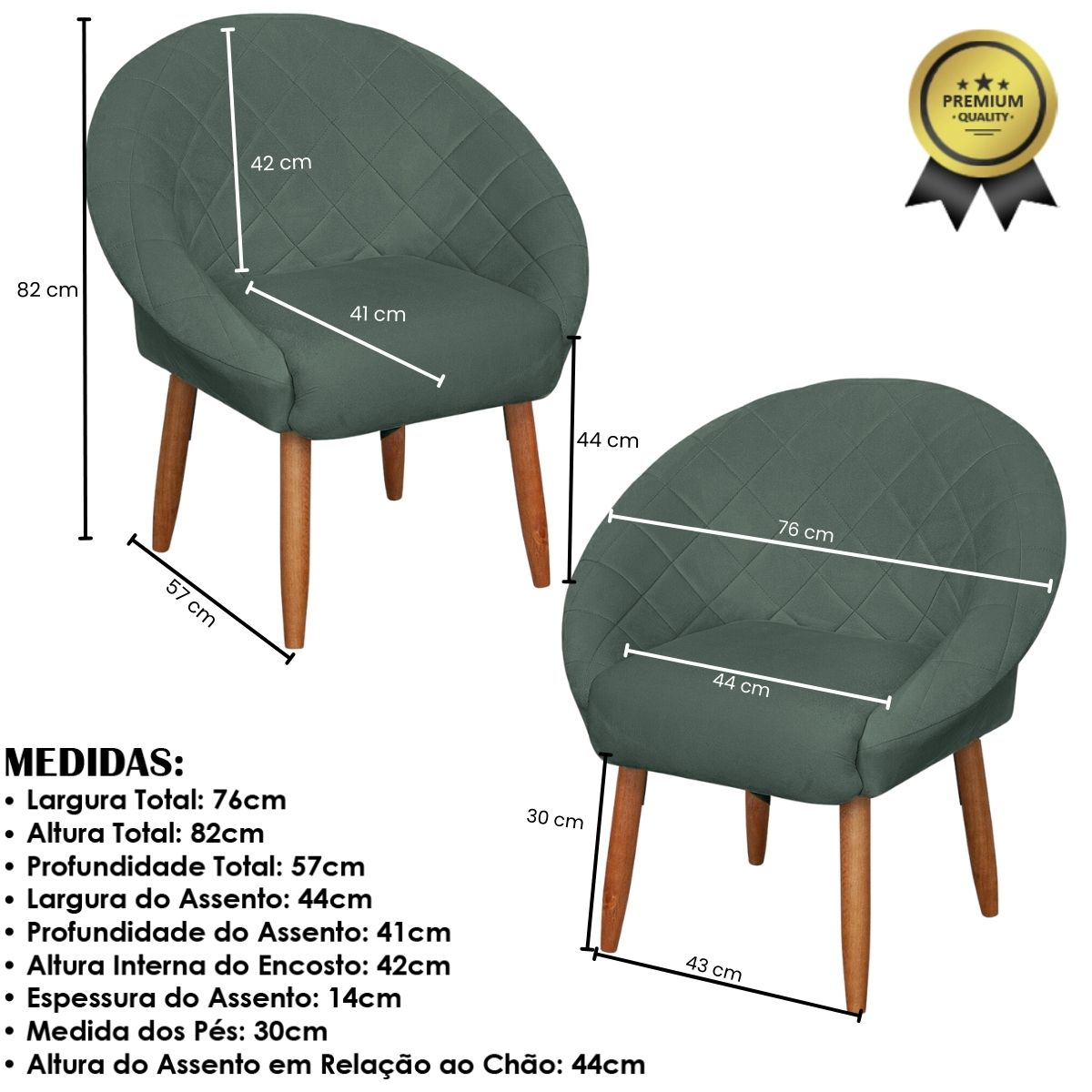 Kit Recepção Sofá com 2 Poltronas Para Sala de Estar Luxo MOBLAN decor