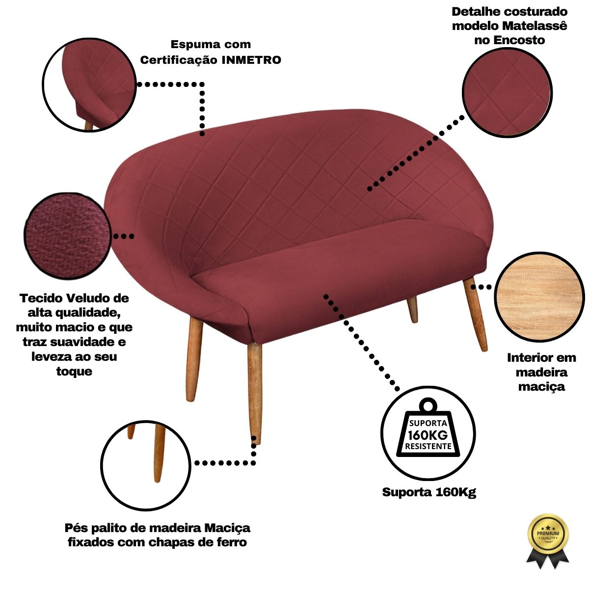Kit Recepção Sofá com 2 Poltronas Para Sala de Estar Luxo MOBLAN decor