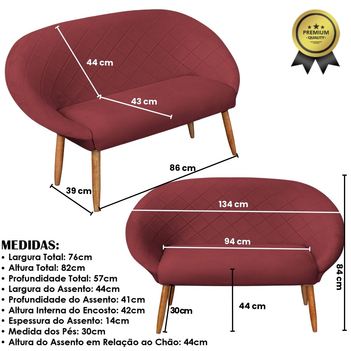Kit Recepção Sofá com 2 Poltronas Para Sala de Estar Luxo MOBLAN decor