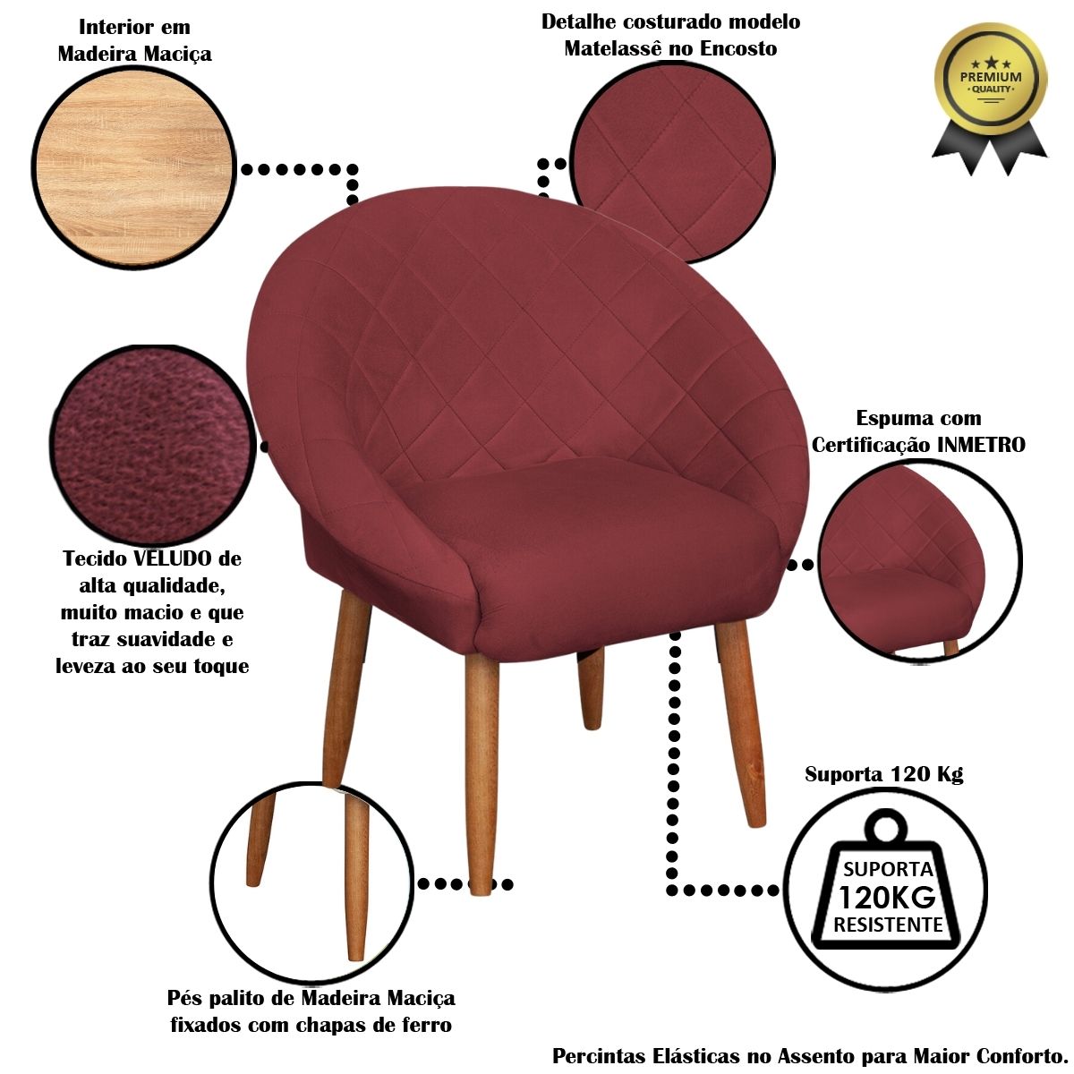 Kit Recepção Sofá com 2 Poltronas Para Sala de Estar Luxo MOBLAN decor
