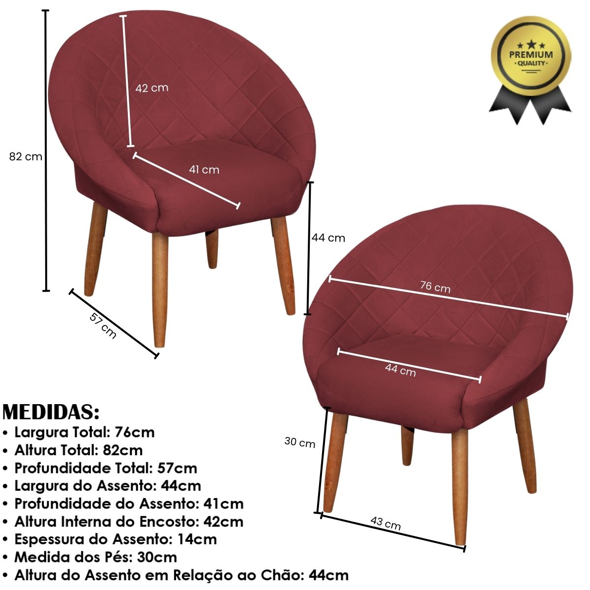 Kit Recepção Sofá com 2 Poltronas Para Sala de Estar Luxo MOBLAN decor