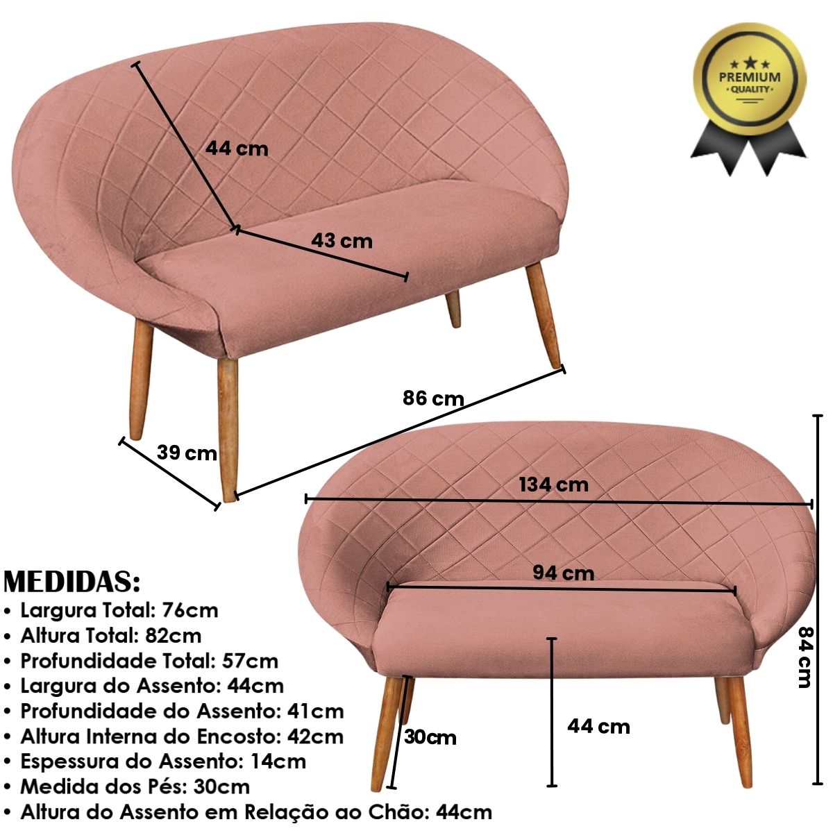 Kit Recepção Sofá com 2 Poltronas Para Sala de Estar Luxo MOBLAN decor