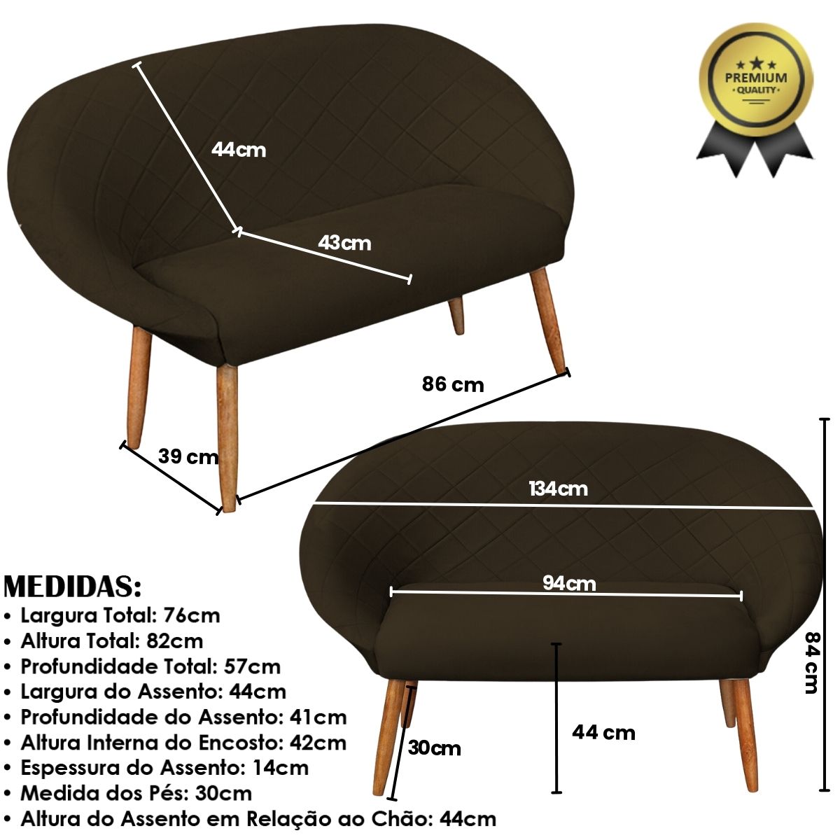 Kit Recepção Sofá com 2 Poltronas Para Sala de Estar Luxo MOBLAN decor