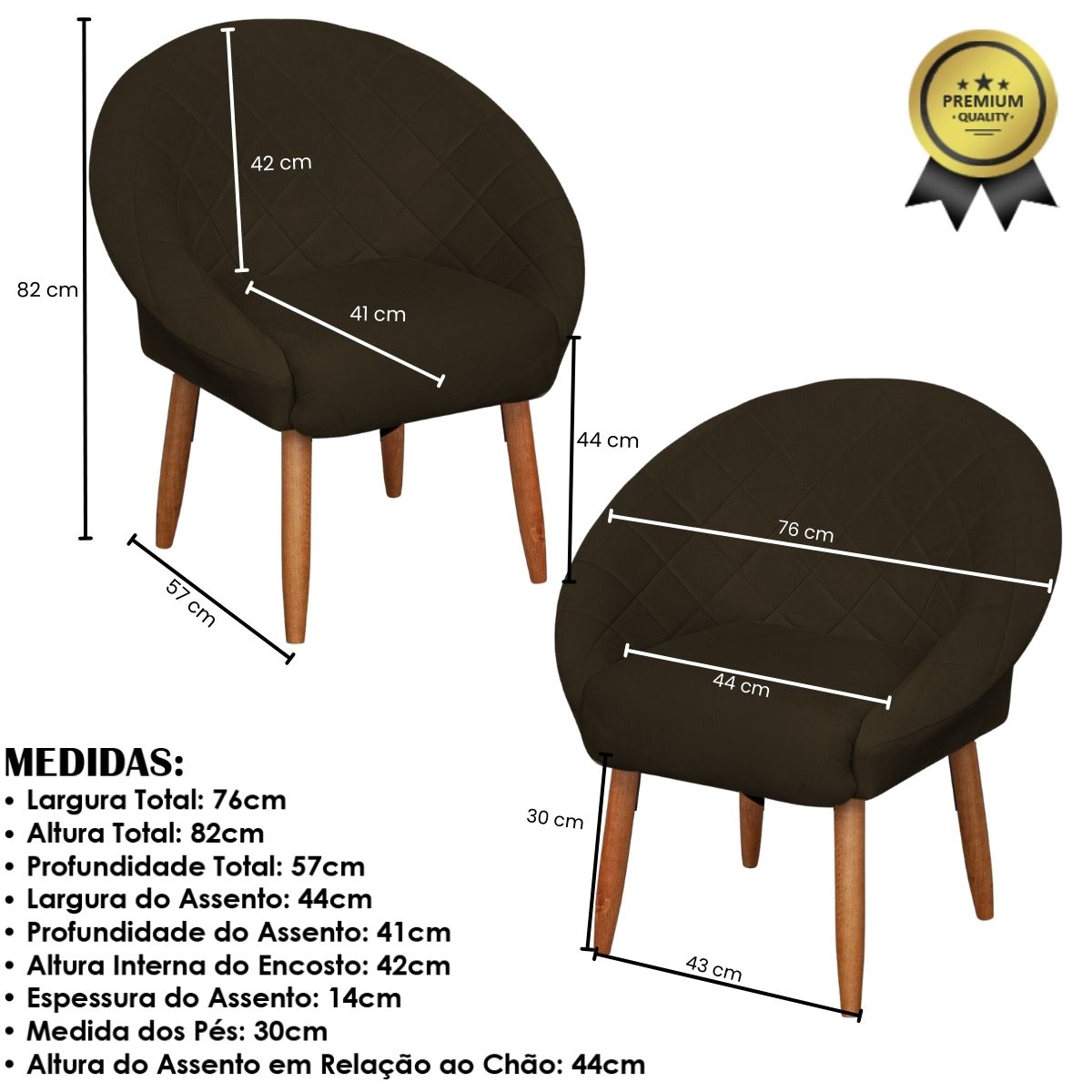 Kit Recepção Sofá com 2 Poltronas Para Sala de Estar Luxo MOBLAN decor