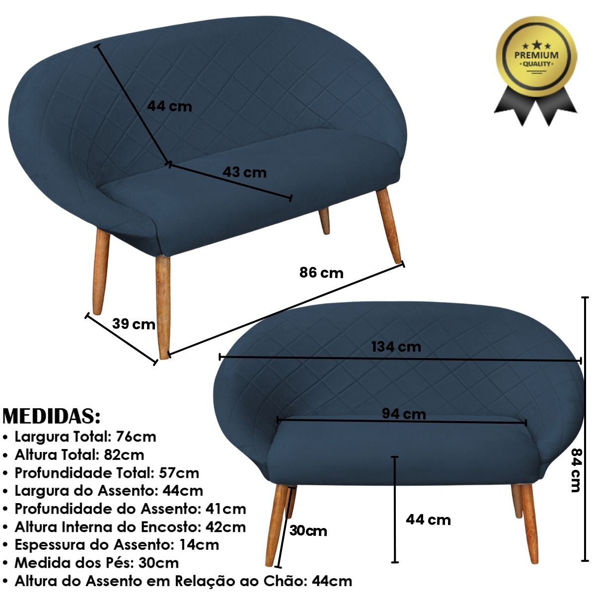 Kit Recepção Sofá com 2 Poltronas Para Sala de Estar Luxo MOBLAN decor