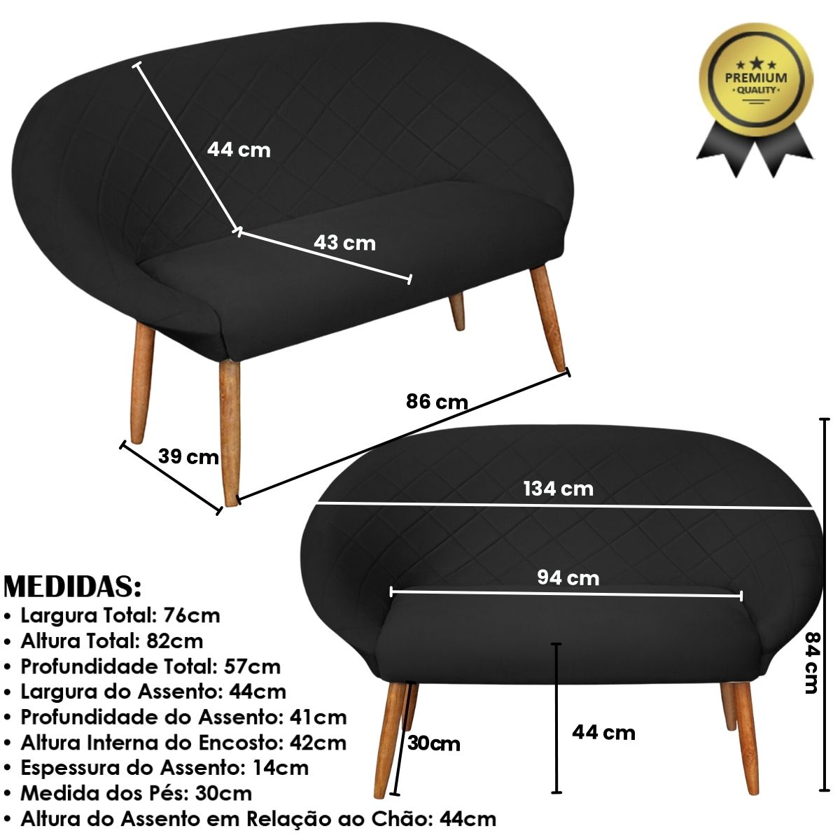 Kit Recepção Sofá com 2 Poltronas Para Sala de Estar Luxo MOBLAN decor
