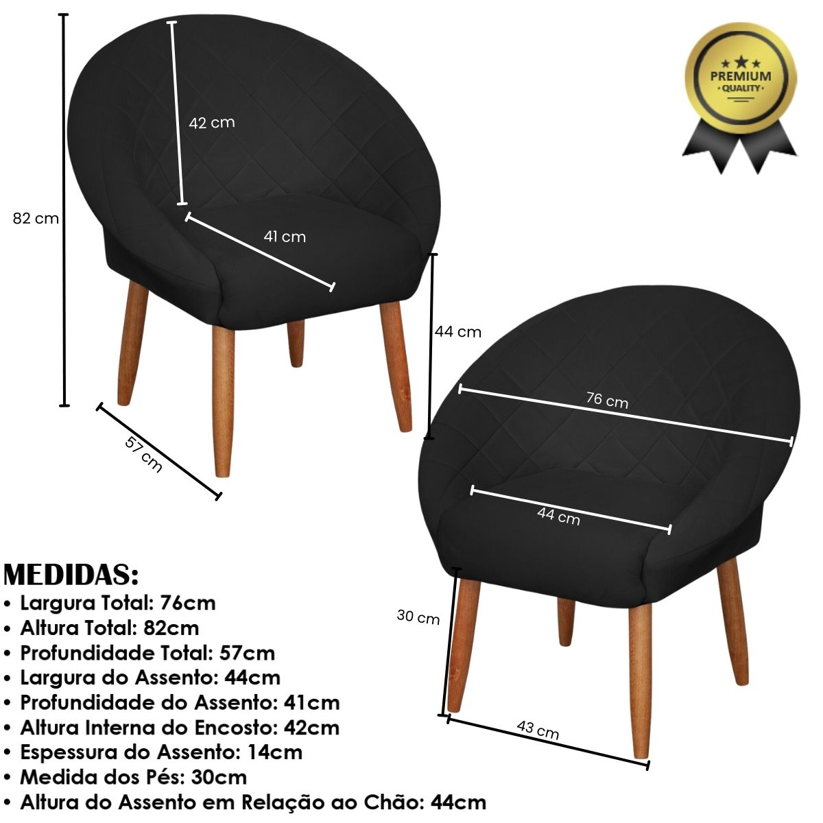 Kit Recepção Sofá com 2 Poltronas Para Sala de Estar Luxo MOBLAN decor