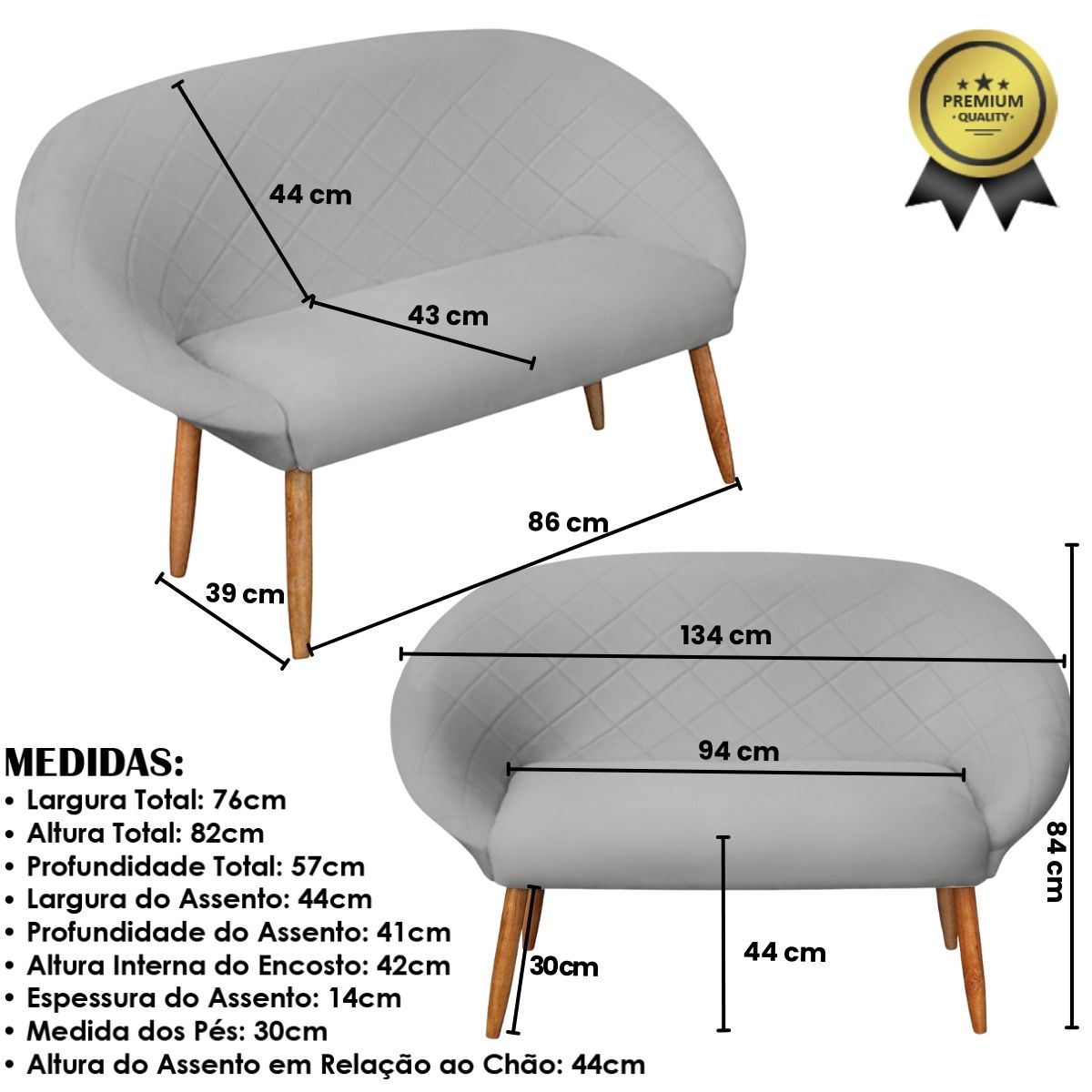Kit Recepção Sofá com 2 Poltronas Para Sala de Estar Luxo MOBLAN decor