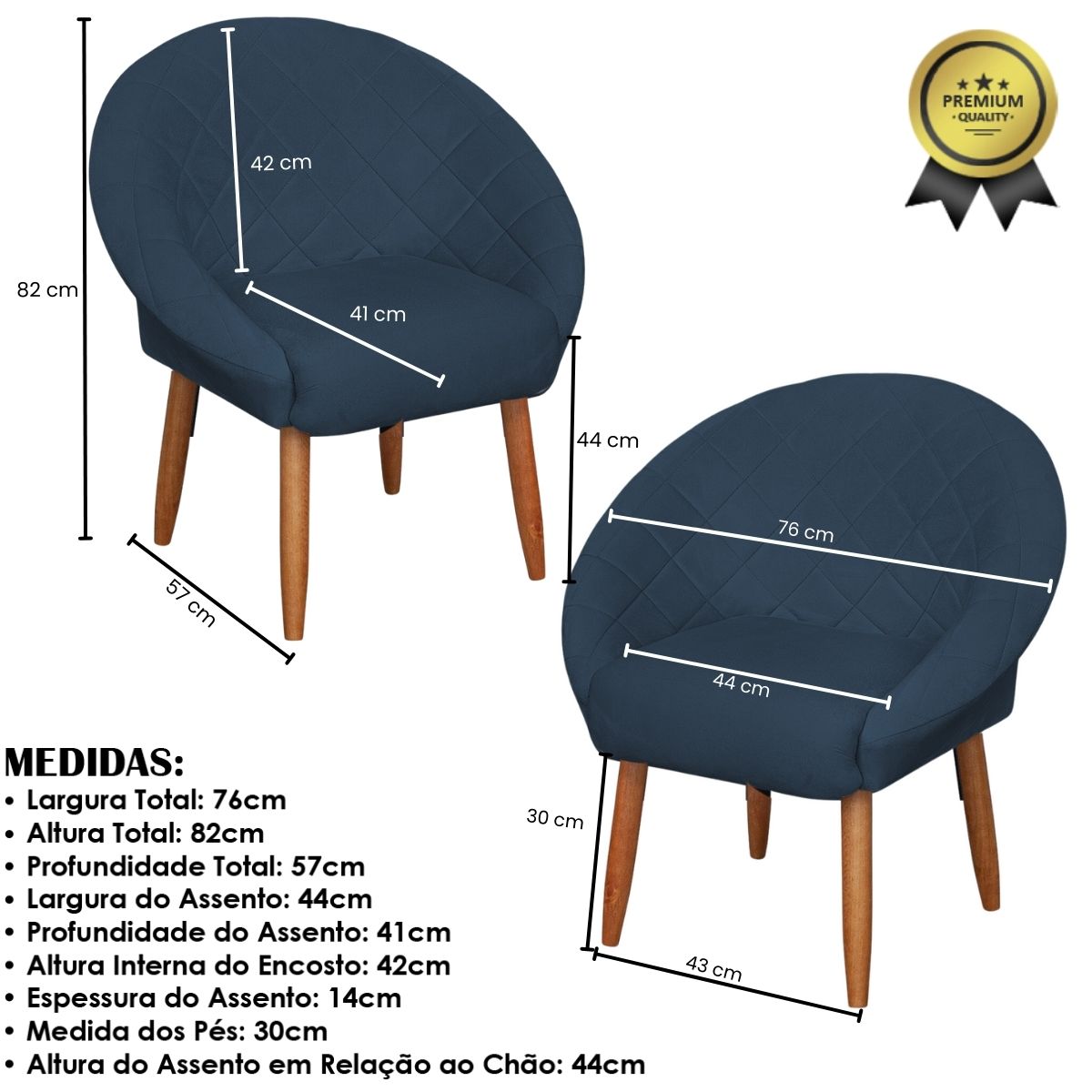 Poltrona Decorativa Moderna para Sala de Estar Recepção Reforçada MOBLAN decor