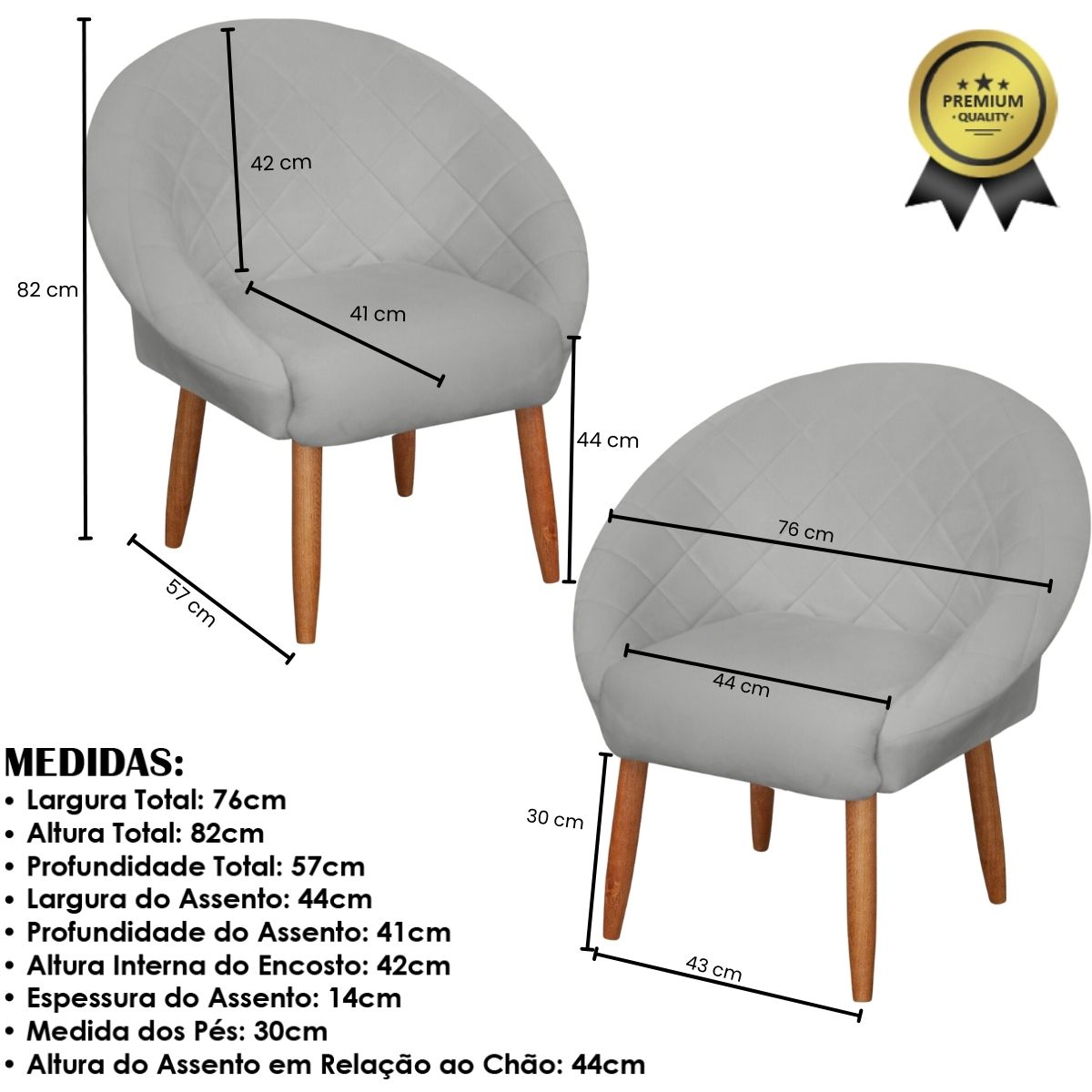 Poltrona Decorativa Moderna para Sala de Estar Recepção Reforçada MOBLAN decor