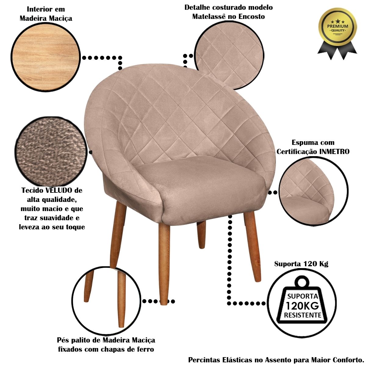 Poltrona Decorativa Moderna para Sala de Estar Recepção Reforçada MOBLAN decor