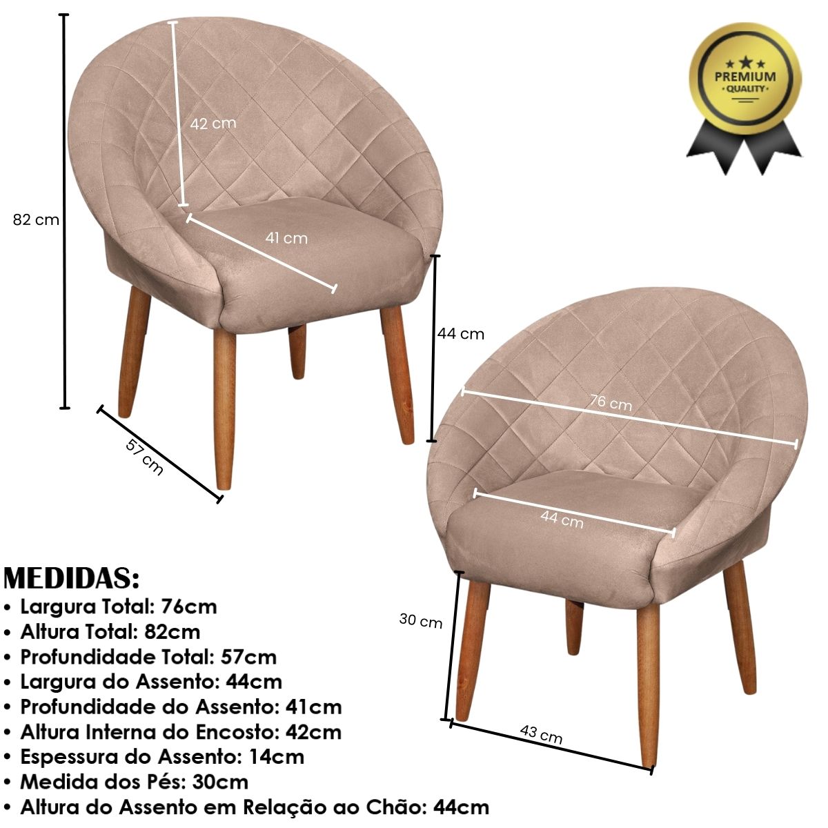 Poltrona Decorativa Moderna para Sala de Estar Recepção Reforçada MOBLAN decor