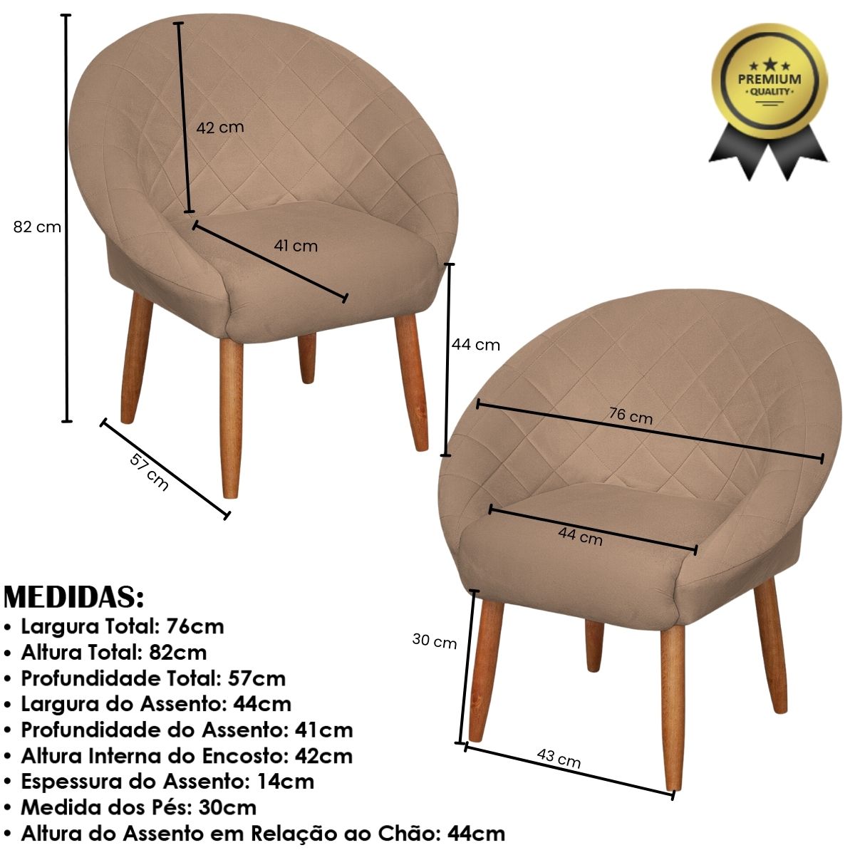 Poltrona Decorativa Moderna para Sala de Estar Recepção Reforçada MOBLAN decor