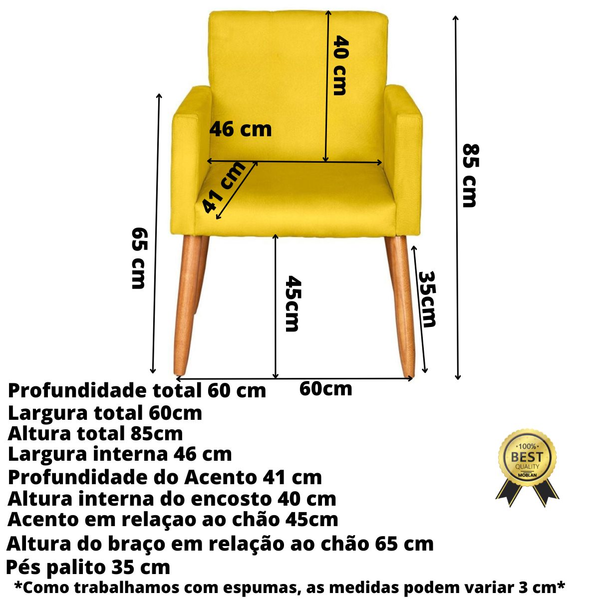 Poltrona Resistente para Recepção Confortável Escritório MOBLAN decor
