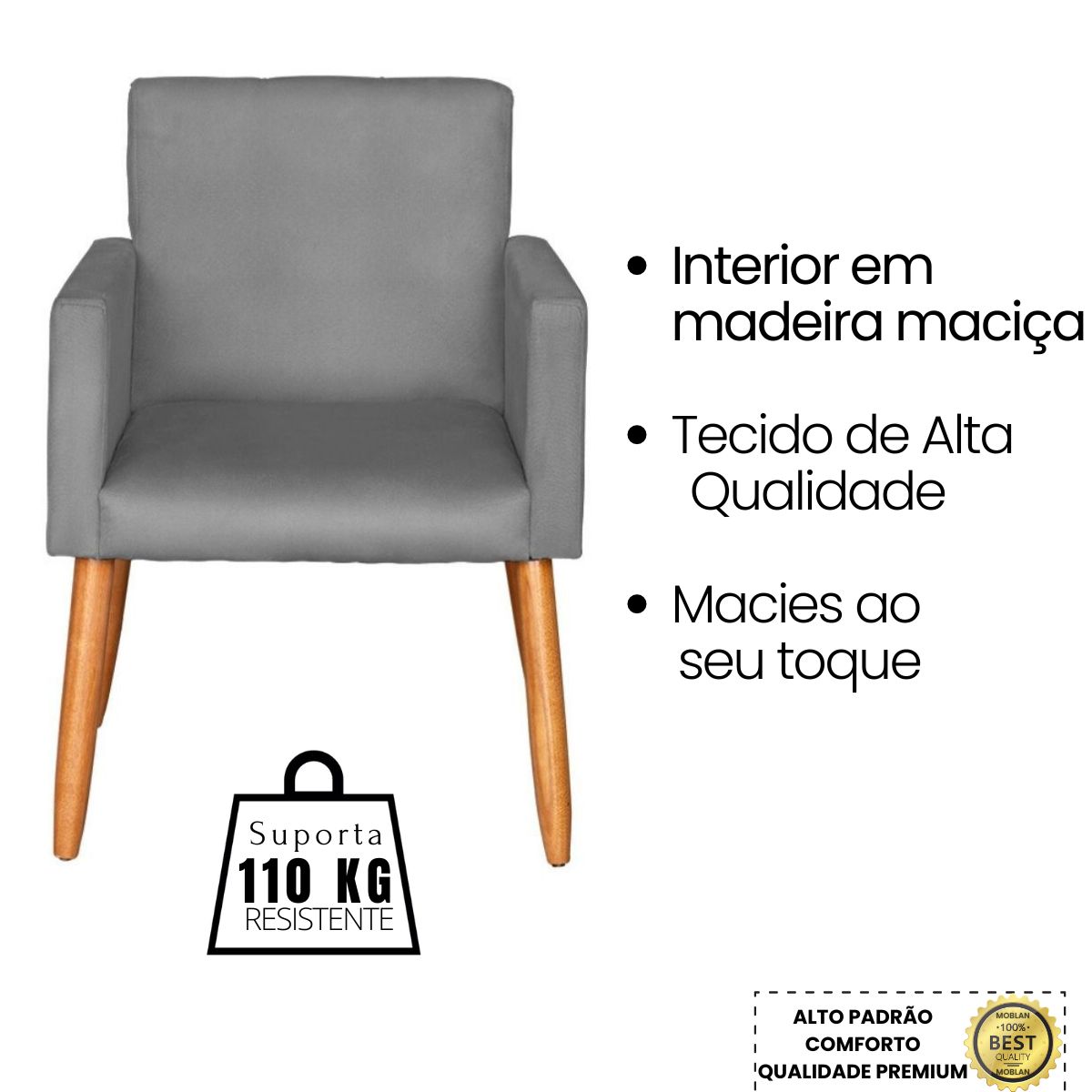 Poltrona Resistente para Recepção Confortável Escritório MOBLAN decor
