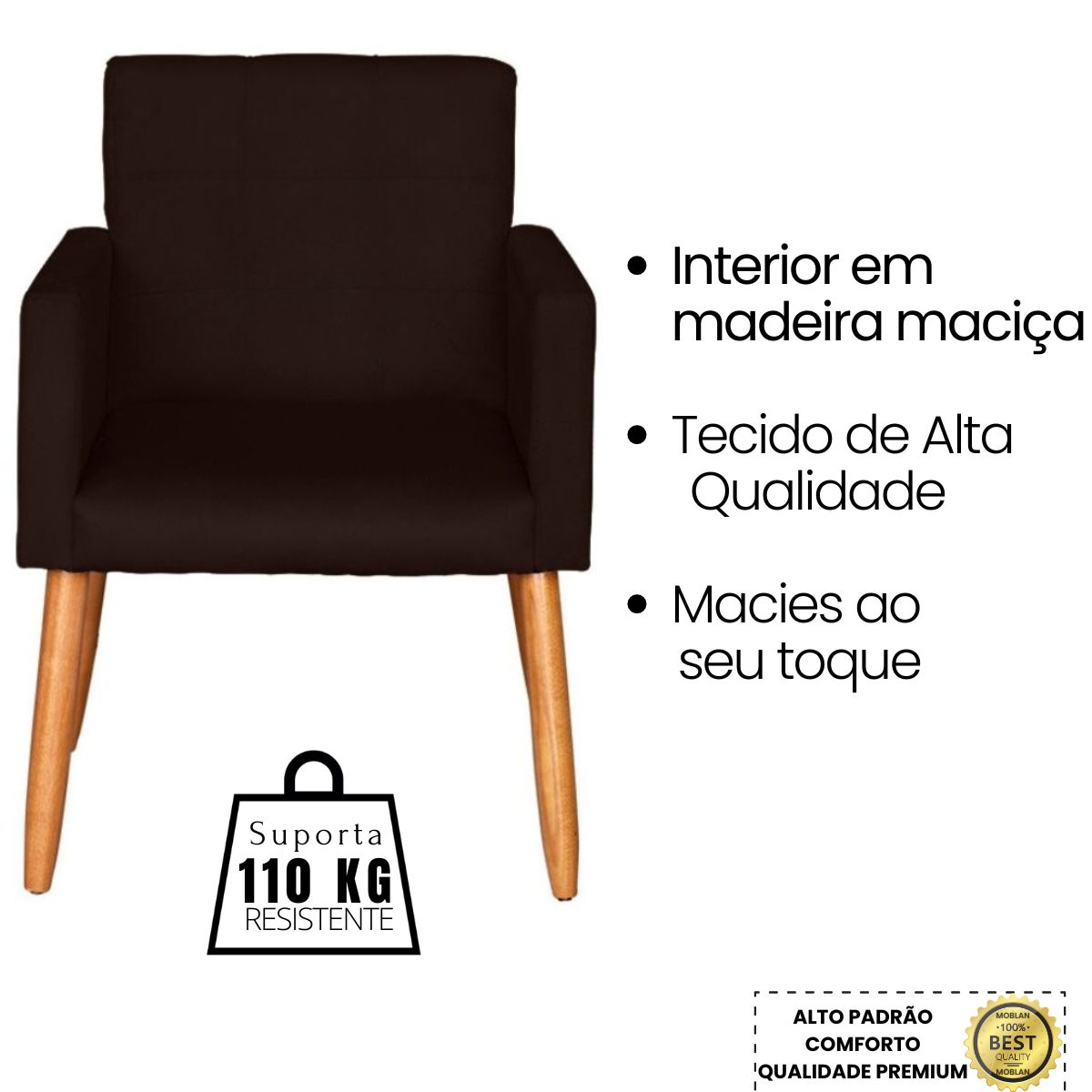 Poltrona Resistente para Recepção Confortável Escritório MOBLAN decor