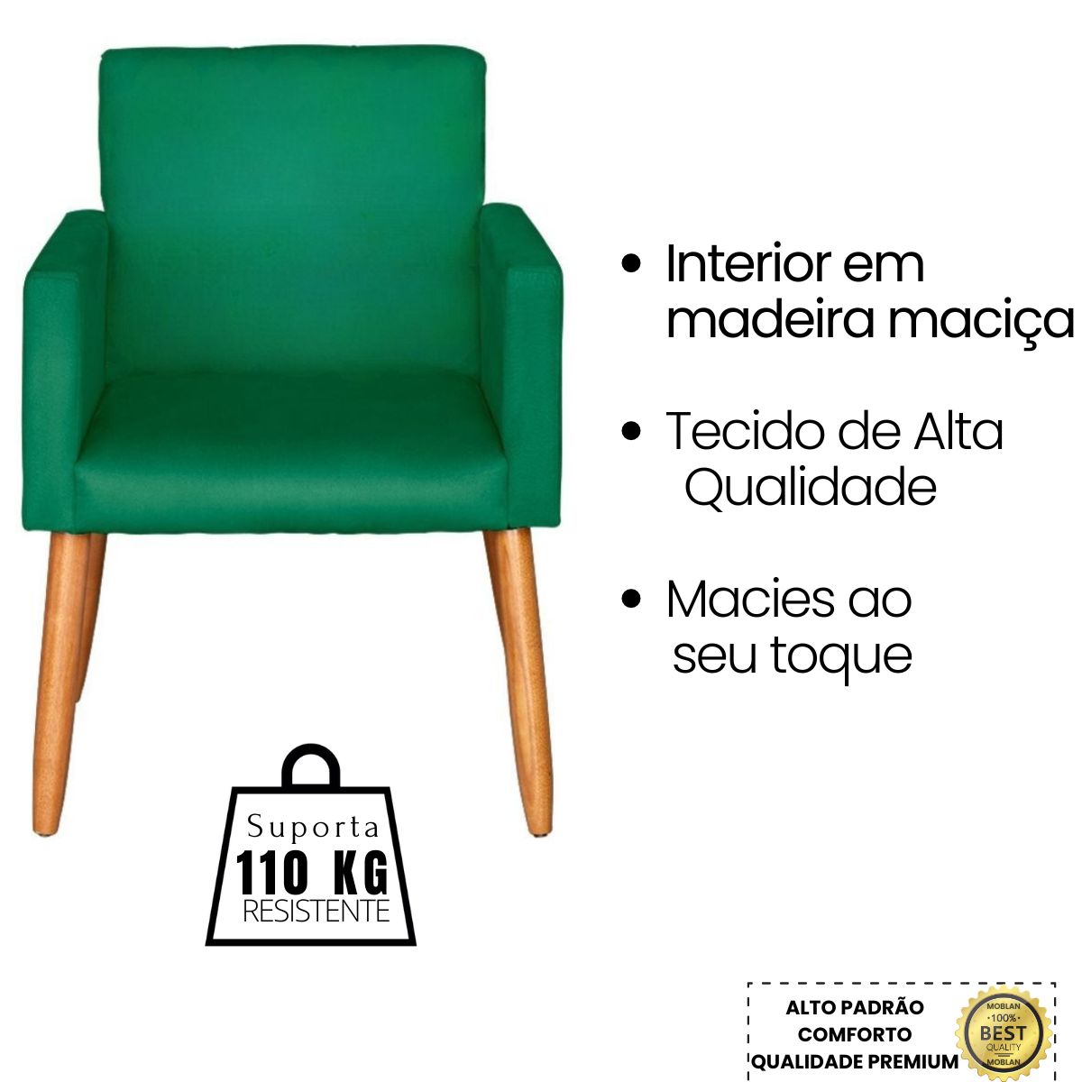 Poltrona Resistente para Recepção Confortável Escritório MOBLAN decor