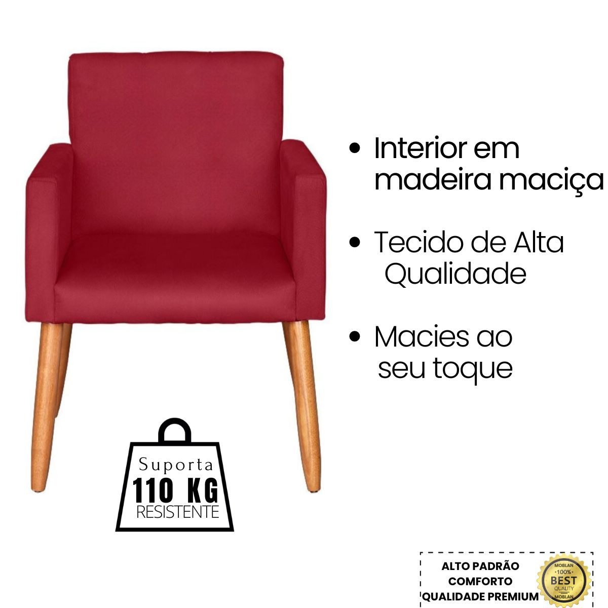 Poltrona Resistente para Recepção Confortável Escritório MOBLAN decor