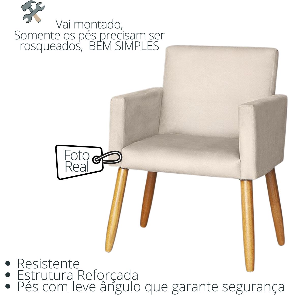 Poltrona Resistente para Recepção Confortável Escritório MOBLAN decor