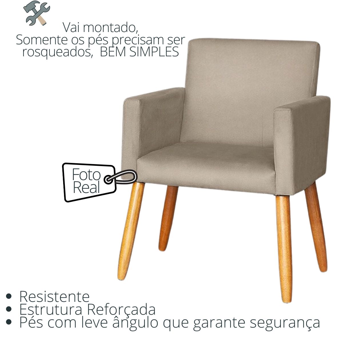 Poltrona Resistente para Recepção Confortável Escritório MOBLAN decor