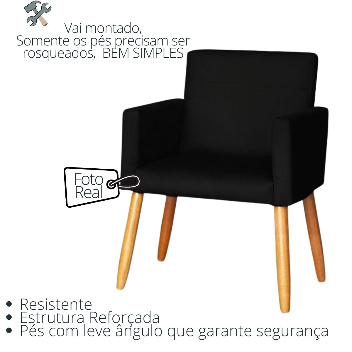 Poltrona Resistente para Recepção Confortável Escritório MOBLAN decor